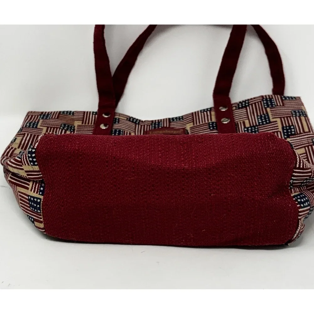 Longaberger American Flag Print Tote Handbag Shoulder Purse Made In The USA